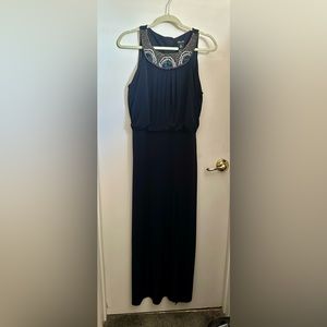 Beaded Navy Gown